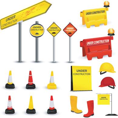 construction of signs and markers design vector