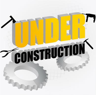 construction sign with gearwheel vector