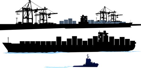 container shipping design vector set