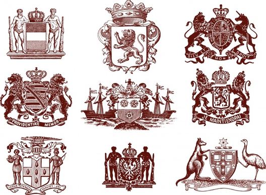 royal heraldic sign templates retro european elements sketch