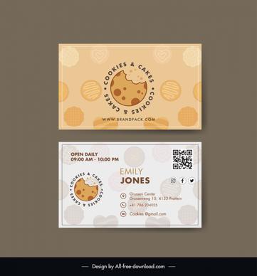 cookie business card template flat retro handdrawn cake pieces 