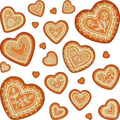 cookie heart vector seamless pattern