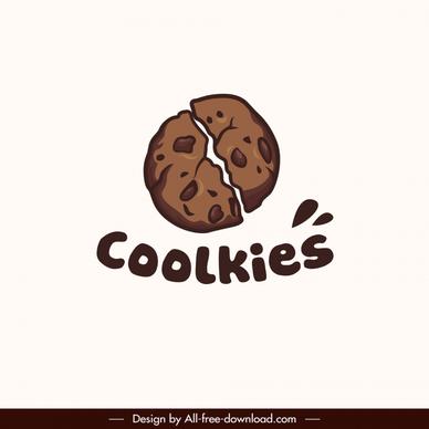 cookies logo template flat retro decor broken sketch