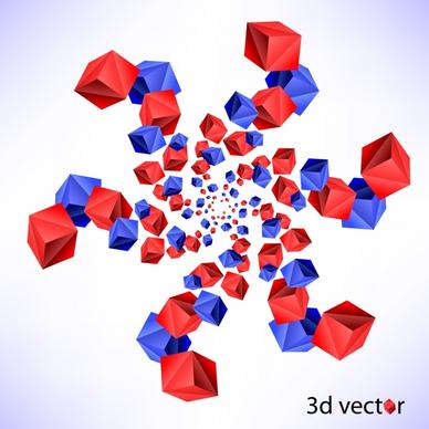 geometrical background red blue 3d cubic decor