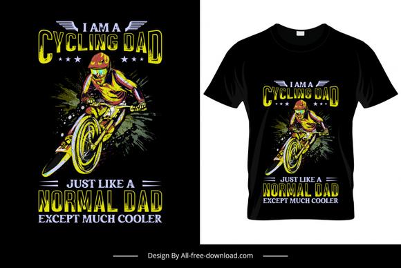 cool cycling dad tshirt template dynamic cartoon dark design