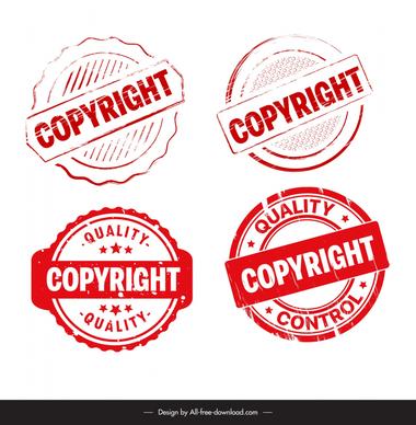 copyright stamps templates collection flat classical circle shapes