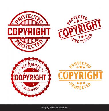 copyright stamps templates collection flat retro design 