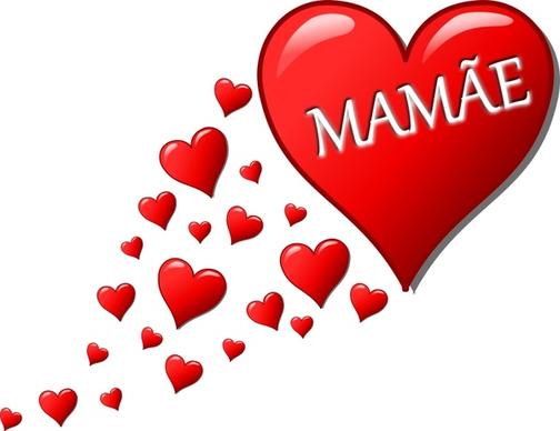 Coração para o Dia das Mães com um rastro de corações