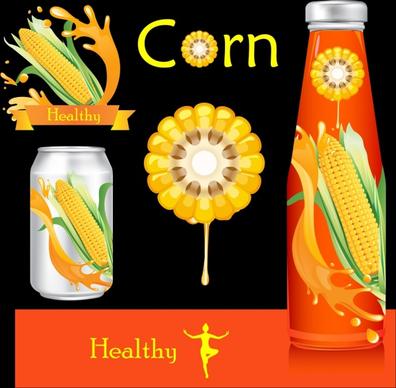 corn juice advertisement colorful bottle can fruit ornament