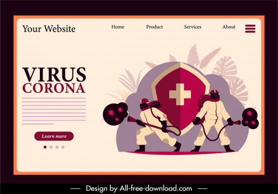 corona virus banner webpage design medical fighters sketch