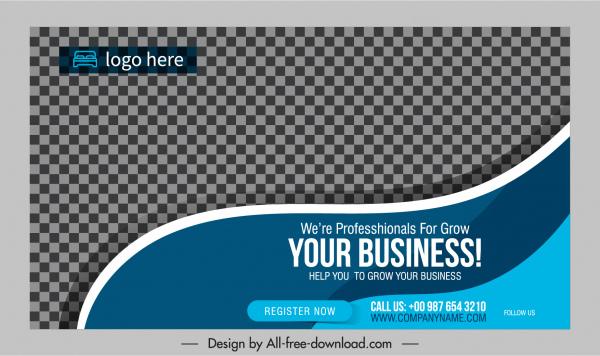 corporate banner template checkered curves decor