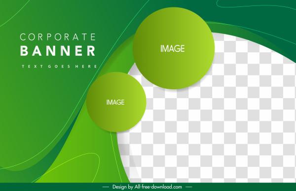 corporate banner template green circles black white checkered