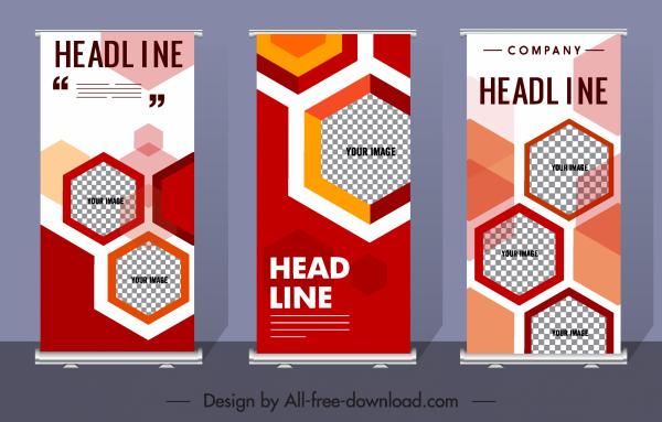 corporate banner templates colorful flat checkered polygonal decor