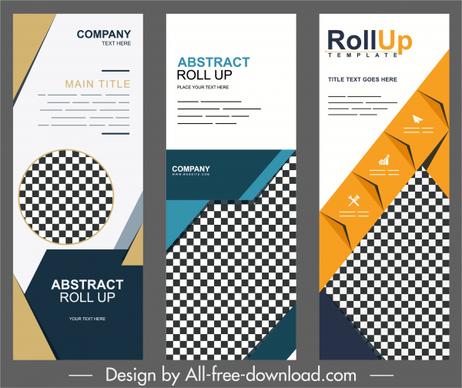 corporate banner templates modern colorful checkered vertical shape