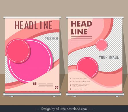 corporate banner templates pink circles curves decor