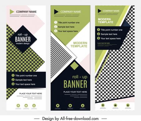 corporate banner templates roll up shape checkered decor