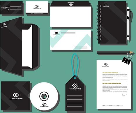 corporate branding design sets black and white style