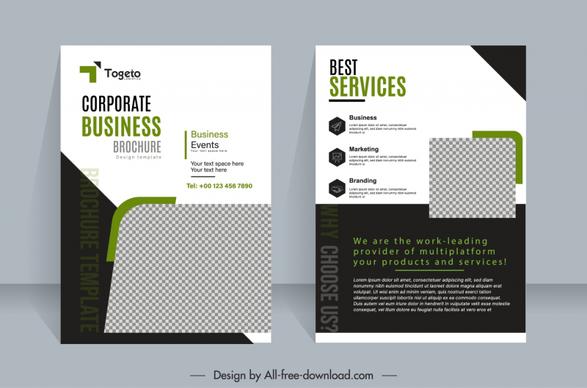 corporate brochure template contrast checkered geometry