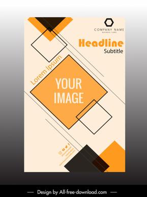 corporate brochure template flat geometric squares decor