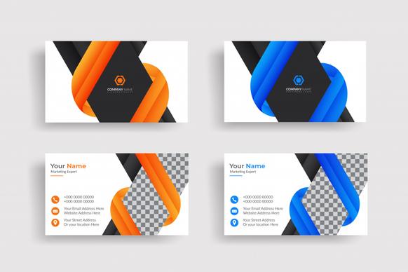 corporate business card design template modern luxury 3d curves shape checked decor