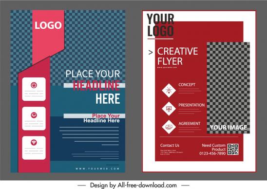 corporate flyer templates elegant dark checkered decor