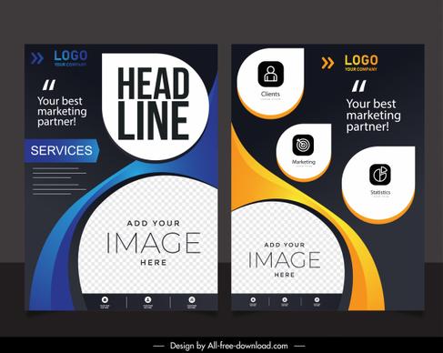 corporate flyer templates modern dark rounded shapes decor