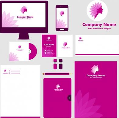 corporate identity collection violet design floral icon