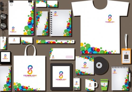 corporate identity sets colorful circles curves decoration