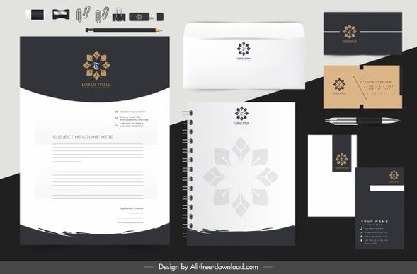 corporate identity sets flower logotype black white decor