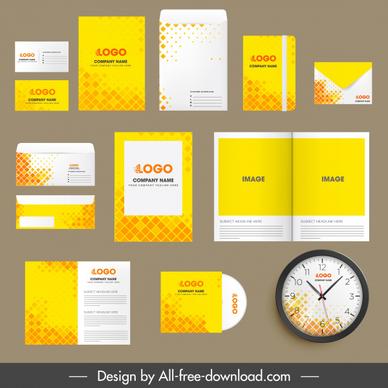 corporate identity templates abstract yellow polygon decor