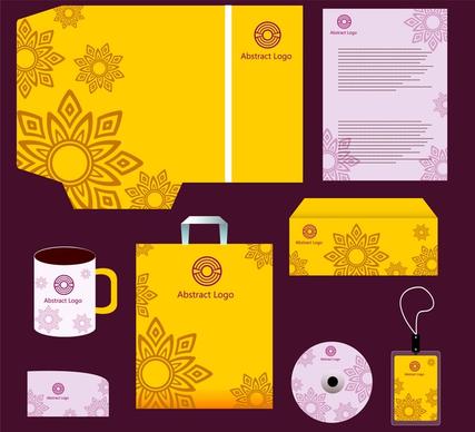 corporate identity templates with yellow and violet design