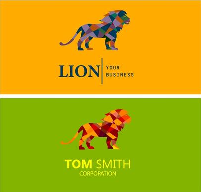 corporate logo sets illustration with low polygon lion