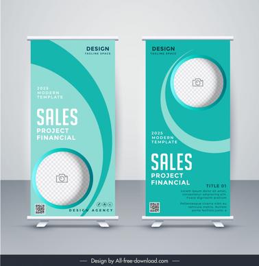 corporate roll up banner template elegant checkered circle curves