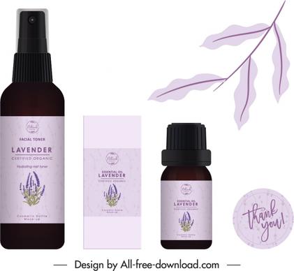 cosmetic ad design elements purple lavender floral decor