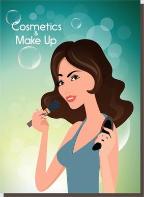 cosmetic advertiseing beautiful woman icon cartoon style