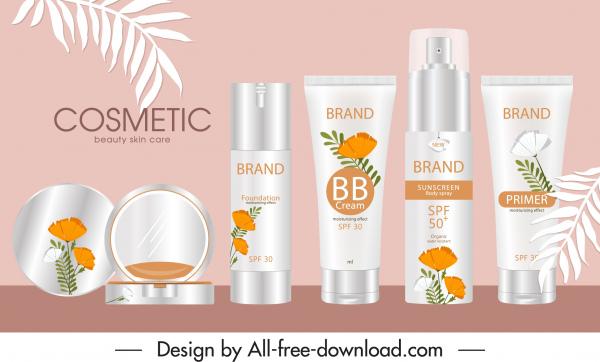 cosmetic advertising banner elegant classic design leaf decor