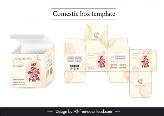 cosmetic box packaging template elegant flat 3d 
