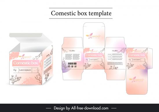 cosmetic box packaging template elegant flowers handdrawn 