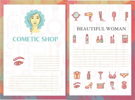 cosmetic brochure vector illustration with beauty tools
