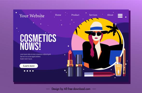 cosmetic homepage template elegant lady sketch