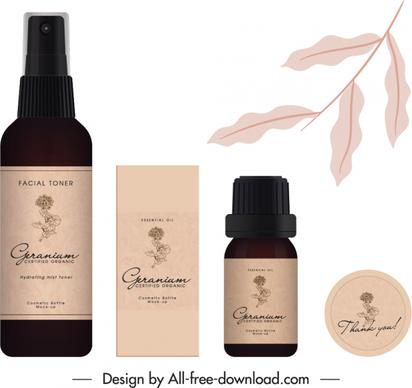 cosmetic label template elegant classical handdrawn floral decor
