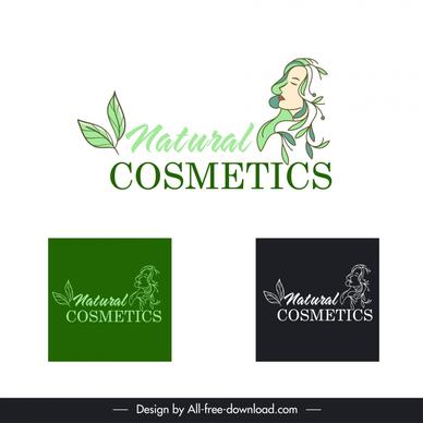 cosmetic logo template elegant handdrawn woman leaf