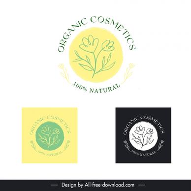 cosmetic logo template flat classic handdrawn flowers