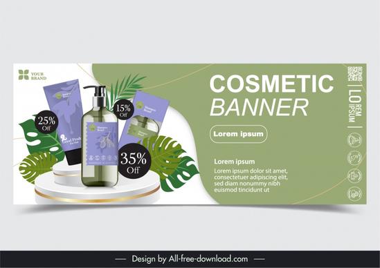 cosmetic sale banner template elegant leaves decor