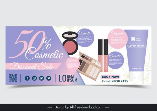 cosmetic sale banner template messy beauty objects