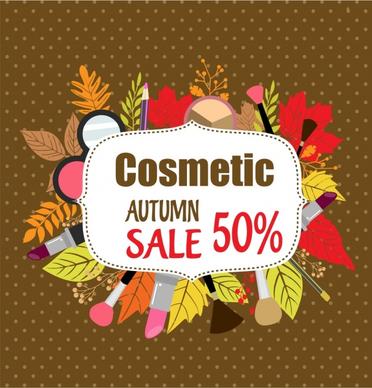 cosmetic sales banner colorful leaves makeup accessories ornament