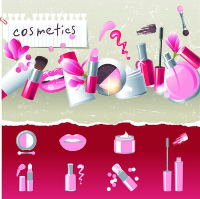 cosmetics and make up elements vector