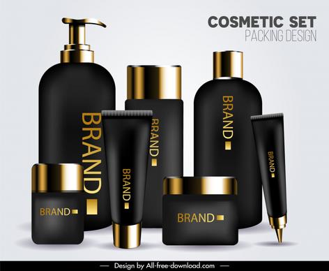Cosmetics Bottle Packaging Template contrast luxury realistic 