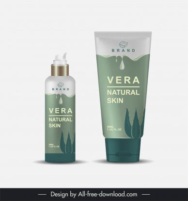 cosmetics bottle packaging template elegant contrast silhouette aloe vera