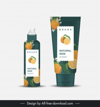 cosmetics bottle packaging template elegant orange slice flora decor